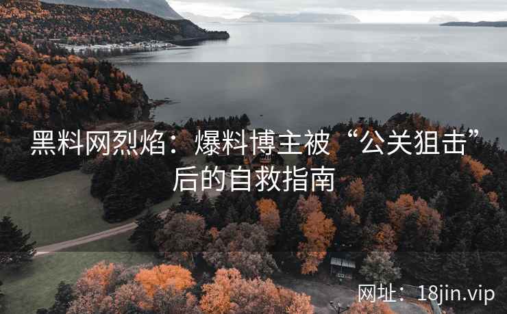 黑料网烈焰：爆料博主被“公关狙击”后的自救指南